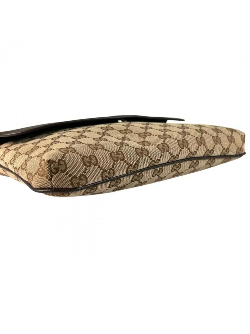 Gucci Shoulder Bag Crossbody GG Canvas Leather Brown Silver